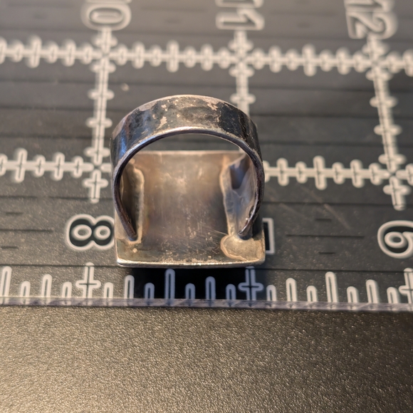 Rare Vintage Sterling Silver Turquoise Shadow Box Ring Size 9 - Picture 6 of 12